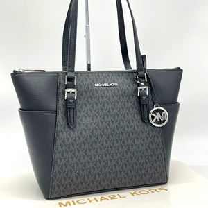 Michael Kors Large Top Zip Charlotte Tote Black